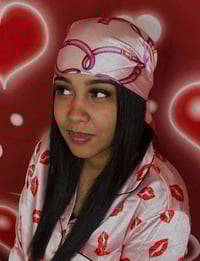 Image 5 of  Pink on Pink Silk Head Scarf 