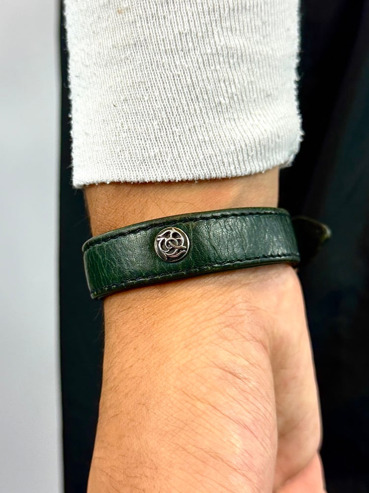 Image of Chrome Hearts Green Leather Gunslinger Bracelet