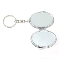 Image 3 of Small Foldable Cosmetic Mirror With Keychain Heat Transfer Print Sublimation Blank Key Chain Mini Me