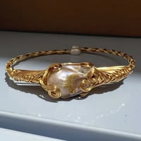 Image 1 of  Queendom Open Cuff Bracelet Featuring Natural Freshwater Pearls