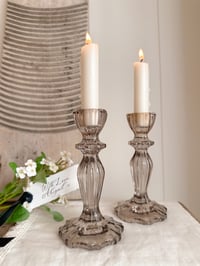 Taupe Glass Candlesticks ( Set of 2 )