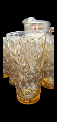 Image 2 of Vintage Anchor Hocking Lido Honey Gold Pitcher & Beverage 6 PC Set