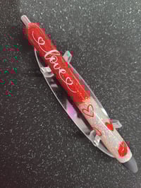 Image 3 of Red&White Glitter Heart Gel Pen