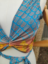Image 2 of Pasha Co ord set top and frill wrap skirt - turquoise orange