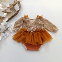 Image 2 of Newborn girls body-dress | Milana | dusty orange & beige