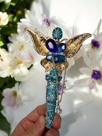 Image 3 of Blue Rhinestone butterfly Pen
