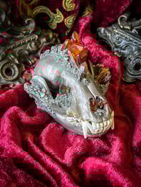 Image 2 of Amber Quartz & Pyrite - Raccoon Skull 