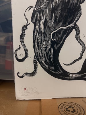 Image of Leviathan lino print