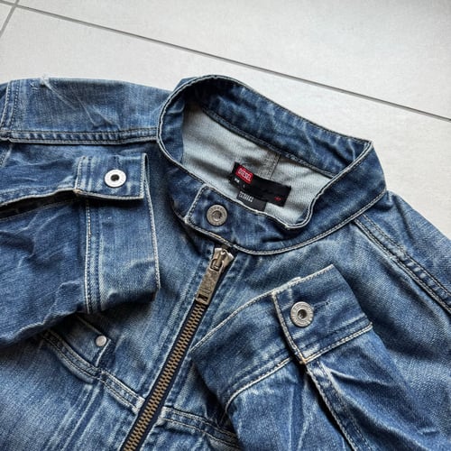 Image of 2000s Diesel Denim Biker Jacket, Size Medium