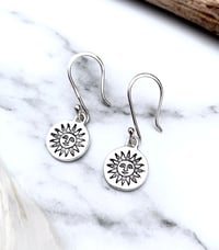 Image 1 of Handmade Sterling Silver Dangly Sun Earrings 925