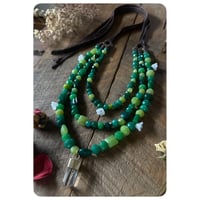 Image 1 of Faceted Green Glass Wrap Style Necklace 