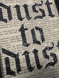 Image 2 of "DUST TO DUST" 1800's bible page with preserved web copy