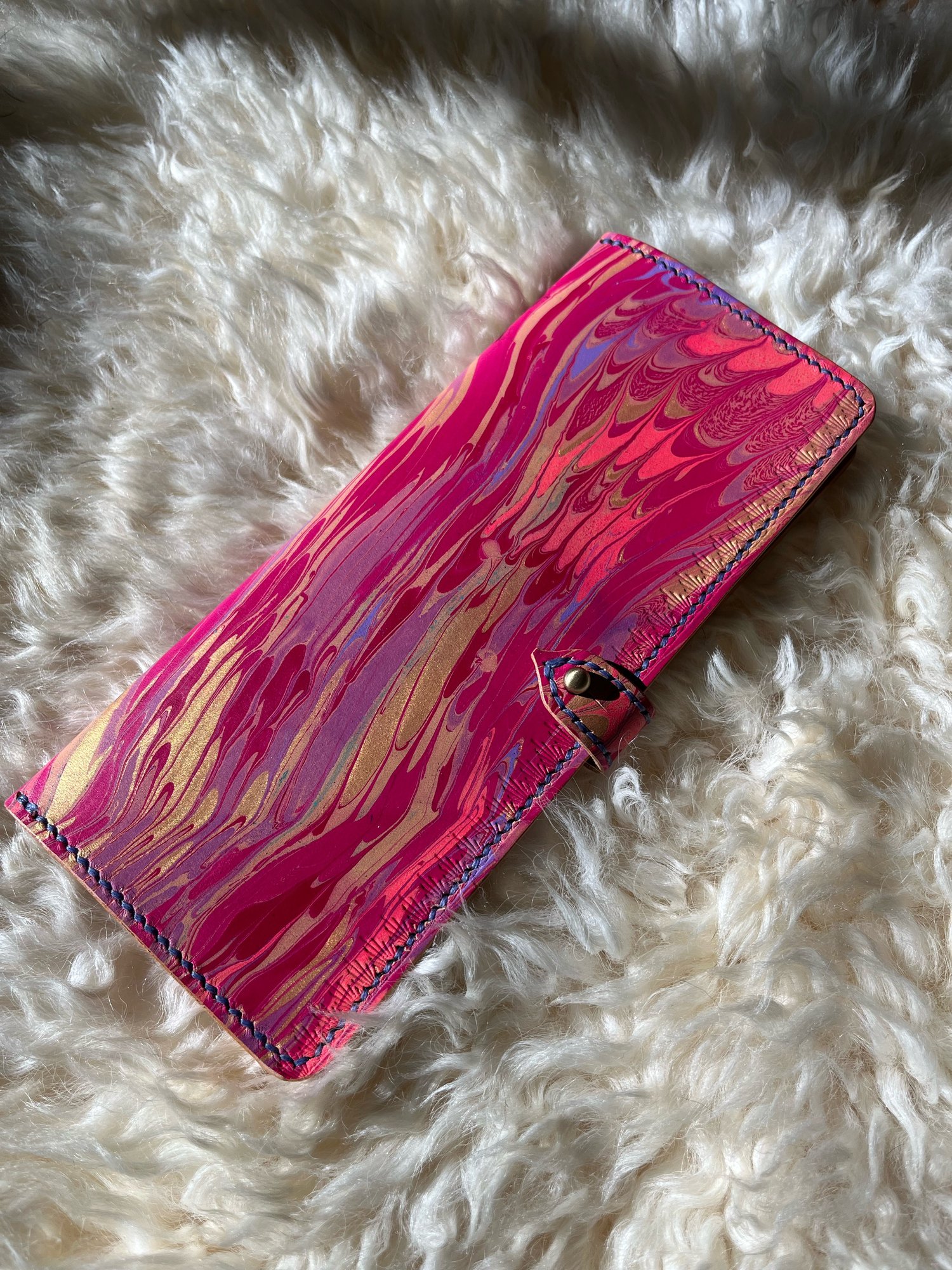 Image of Pink/Gold Marbled Long Wallet