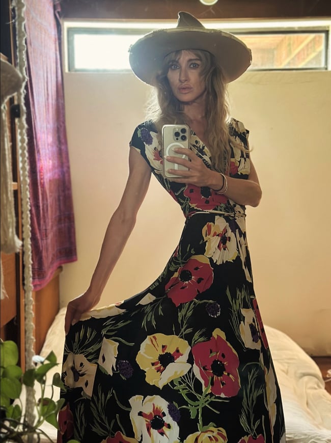 1930s poppy dress maxi cold rayon silk