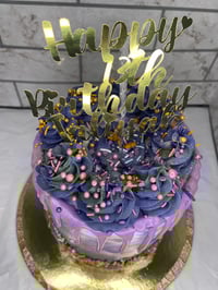 Image 2 of Purple Marble Drip Cake
