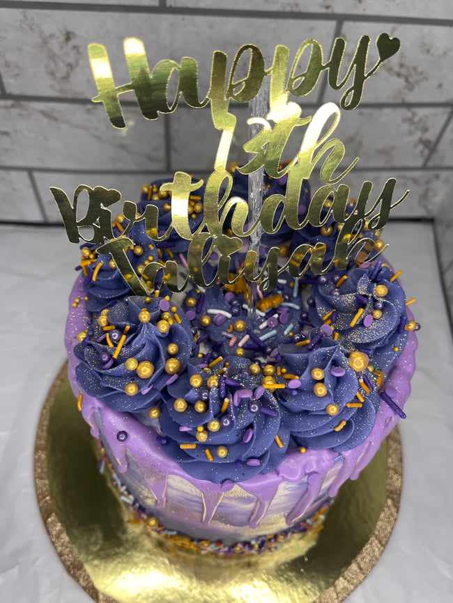 Purple Marble Drip Cake
