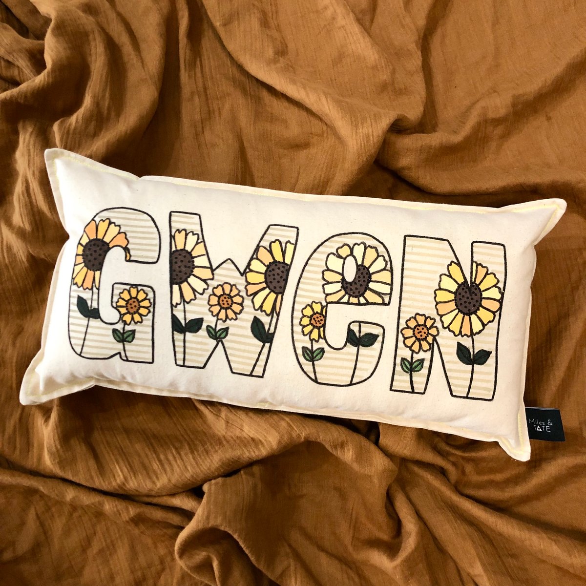 Image of Vintage Sunflower personalised cushion 