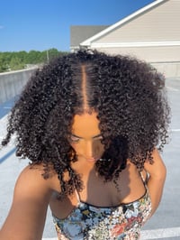 Image 6 of 18 inch 8x5 AFRO JERRY CURLY LACE CLOSURE WIG with NEWBORN 4C EDGES