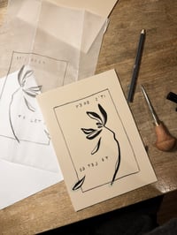 Image 3 of Original Lino Print 'LET GO FLOWER' A5
