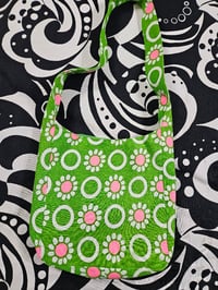 Image 2 of Green and pink vintage fabric bag