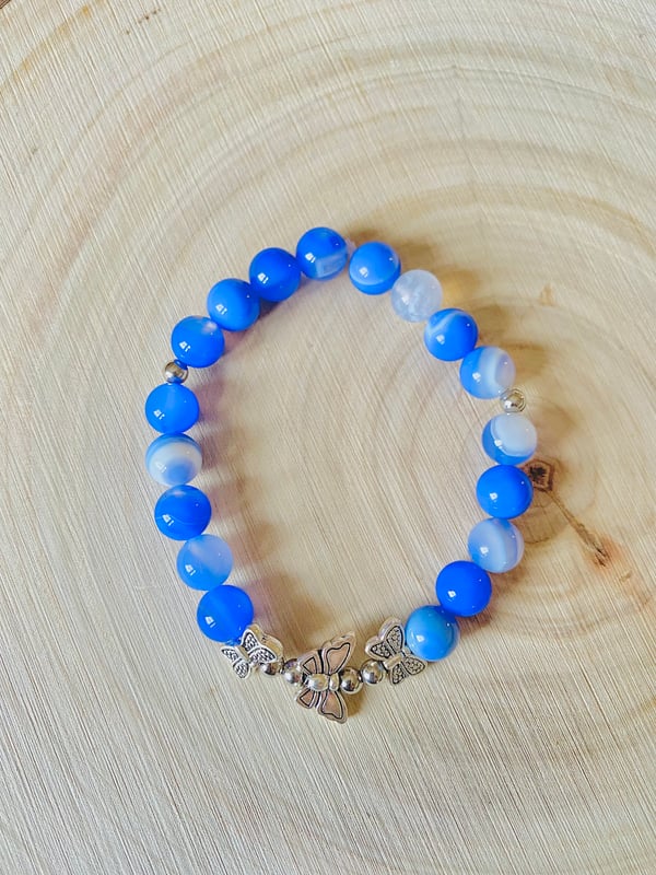 Image of “Flying High” Blue Agate Butterfly Bracelet