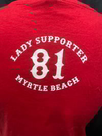Image 2 of Lady Skull Rose V neck Red 