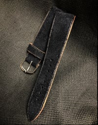 Image 2 of Butter Black Waxed Suede Watch Strap with Havana Edges