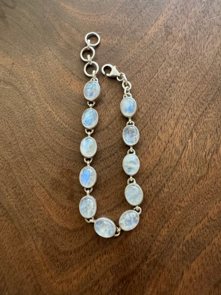 Image of Rainbow Moonstone & Silver Bracelet 