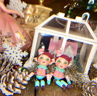 Image 3 of Holiday Elf| Elf Dangle Pin| Johanna Parker Designs Collab| JPD Partners in Craft| ClayDoll Face