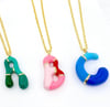 18k Gold Plated Brass Base Enamel Bubble Letter Initial Pendant 
