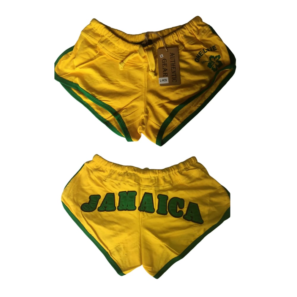 Yellow Jamaica OneLove Booty Shorts 
