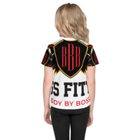 Image 4 of BossFitted White Black and Red Kids crew neck t-shirt