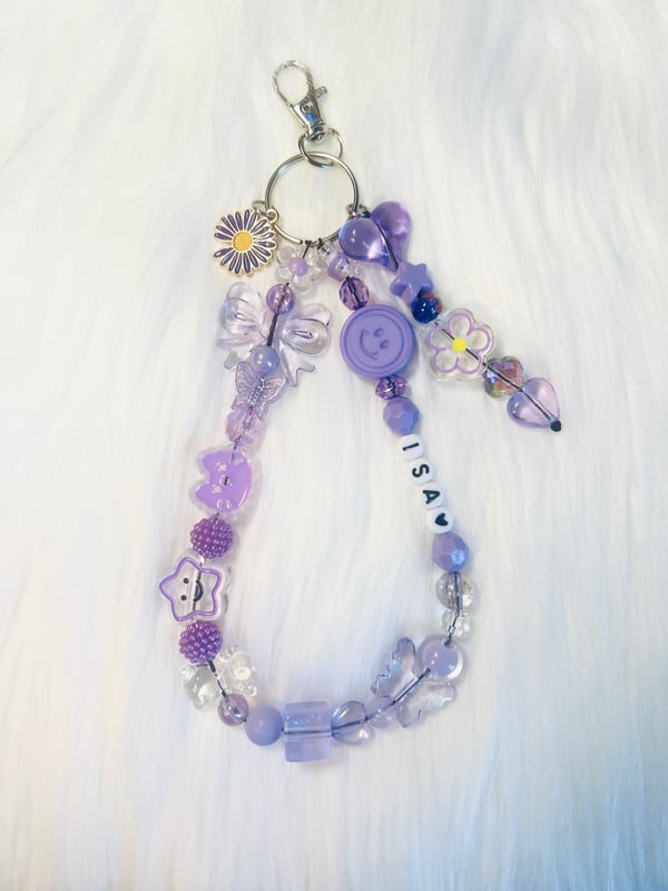 Image of Cute Purple Name Personalized Keychain