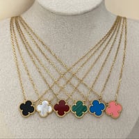 Image 2 of Stainless steel gold clover necklace