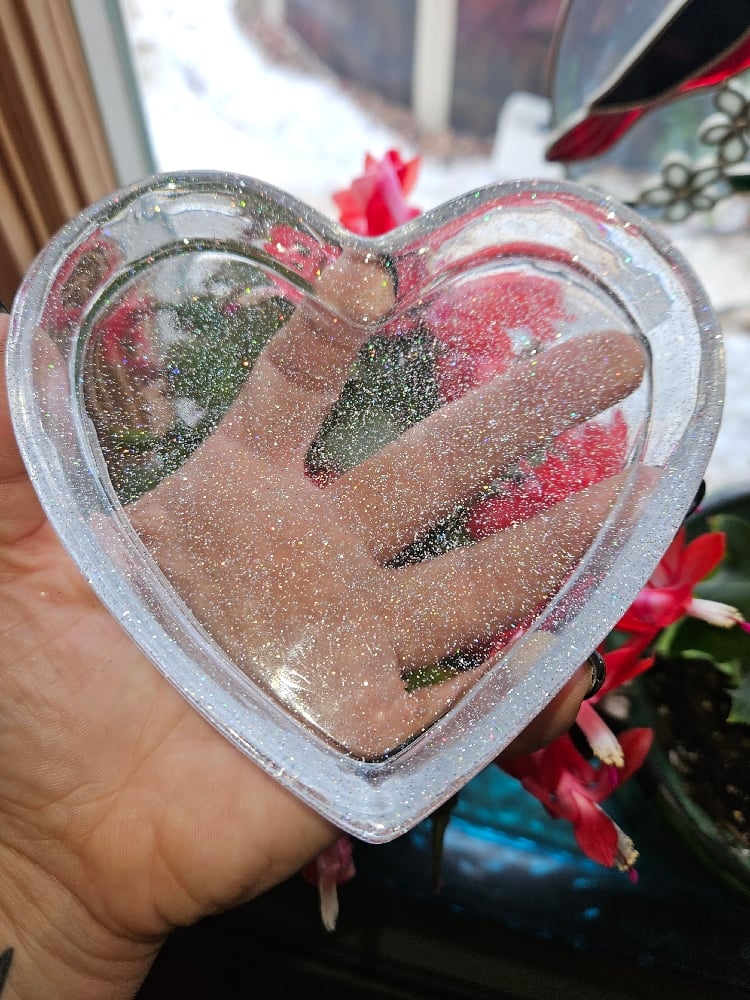 Image of 90's Inspired Clear Sparkle Heart Trinket Tray