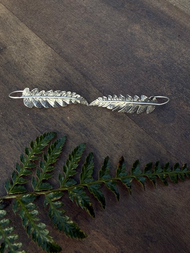 Image of Sterling Cinnamon Fern Earrings