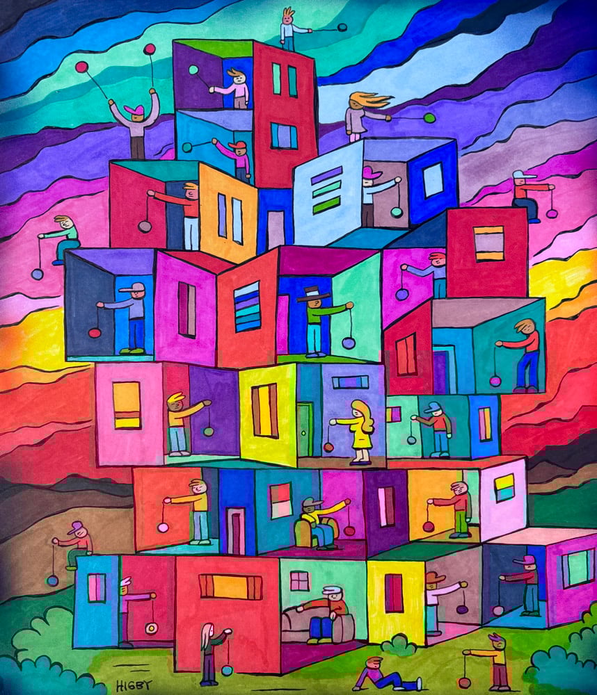 Image of Open Concept original ink illustration 11x14