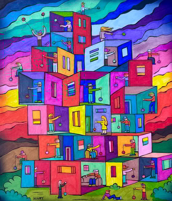 Image of Open Concept original ink illustration 11x14