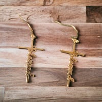 Image 1 of Gold Blessed Cross Earrings 