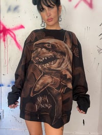 Image 4 of “GREAT WHITE” CUSTOM BLEACH PAINTED PULLOVER SWEATER XL