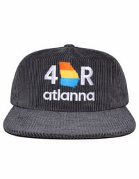 Black Corduroy “4OR Atlanna” Snapback Cap 