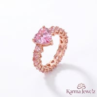 Image 6 of Pink Stone Ring & Bracelet Set Gold Plated | Matching Jewelry Set | Women’s Pink Cute Girly Set