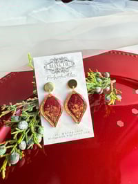 Image 1 of Dark Red/Gold Glitter Ornament