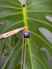 Image 5 of Gold Lapis Lazuli Clover Crystal Necklace