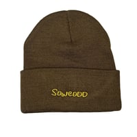 Brown Soweodd logo embroidered knit beanie