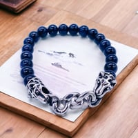 Image 1 of Stainless Steel Connector Chain and Gemstone Stretch Bracelet 