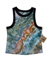 Image 2 of L Ladies Fitted Knit Contrast Tank in Earthy Geode Ice Dye