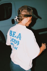 Image 3 of Be A Good Human- white and blue tee