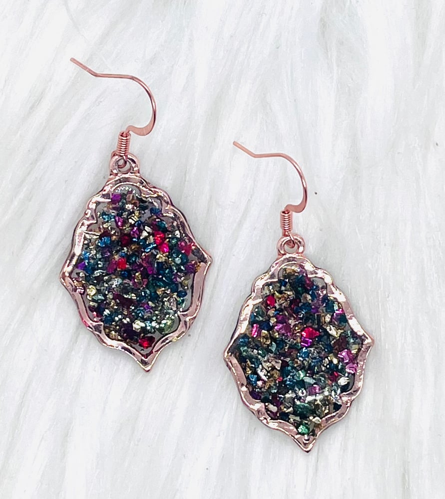 Image of SPARKLY PARTY GLASS DANGLES-DIAMOND