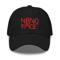 Image 1 of N8NOFACE Stacked Logo Embroidered Dad hat (Black w/ Red)